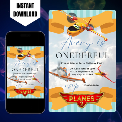 Planes Birthday Invitation Template CreativeRino