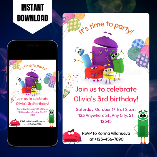 Numberblocks Birthday Invitation Template