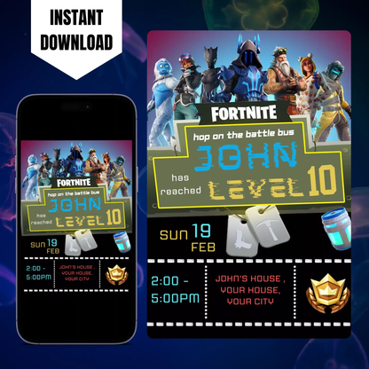 Fortnite Birthday Invitation Template CreativeRino