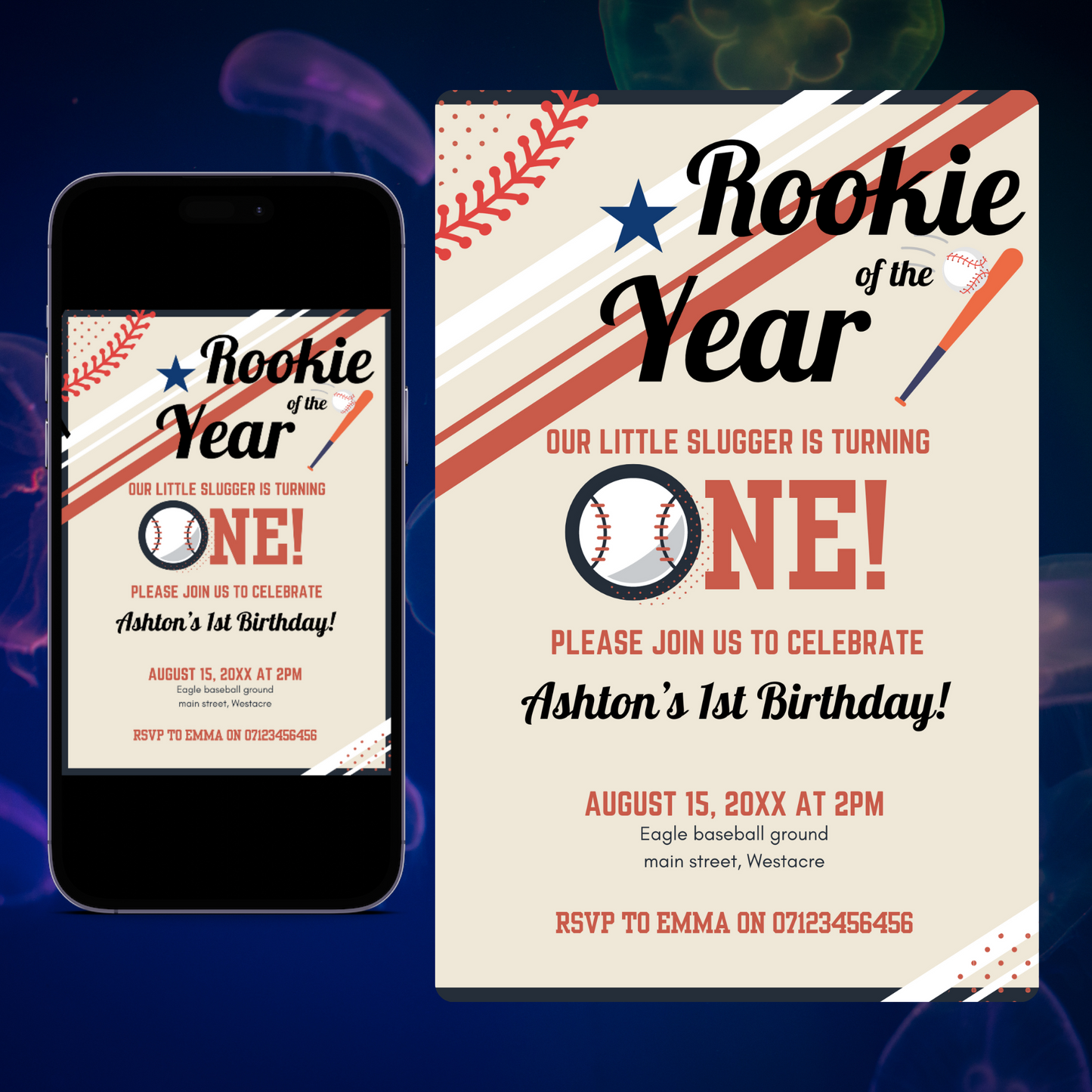 Baseball Birthday Invitation Template | Rookie of the Year