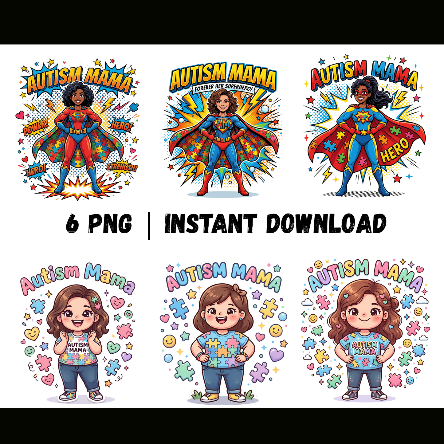 Autism Mama PNG | Autism Awareness | Cartoon Aesthetic Trendy Designs CreativeRino