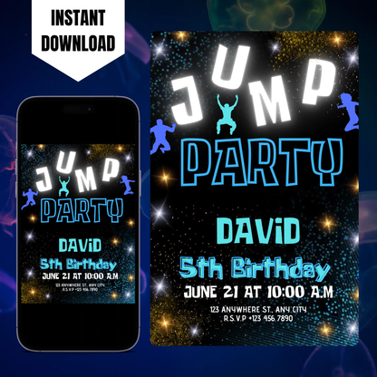 Jump Birthday Party Invitation Template CreativeRino