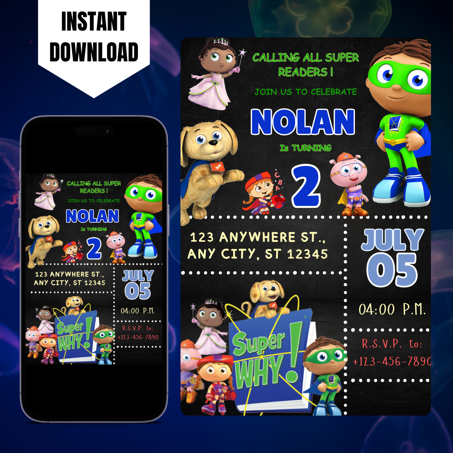 Super Why Birthday Invitation Template