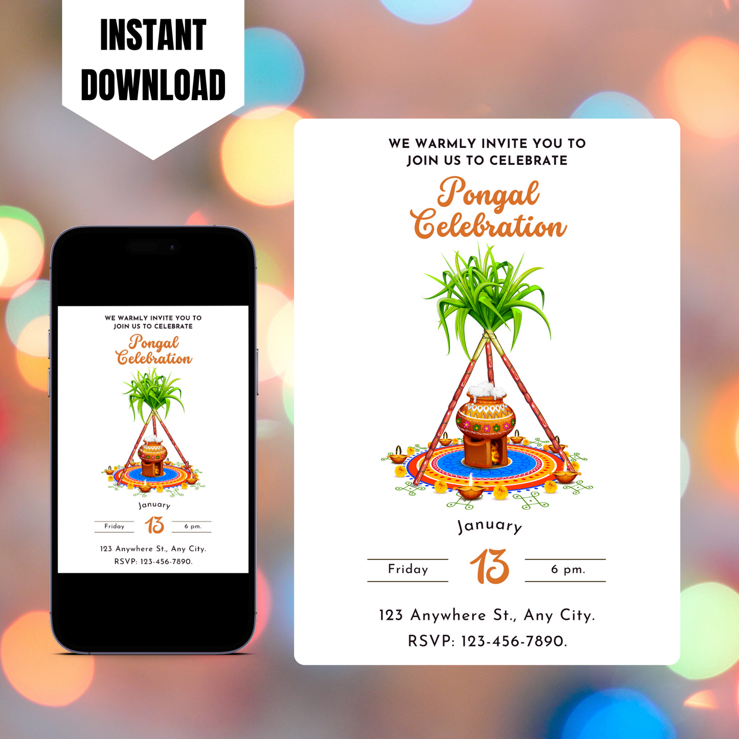 Pongal Invitation Template | Pongal Celebration Invite