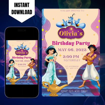 Aladdin Birthday Invitation Template CreativeRino