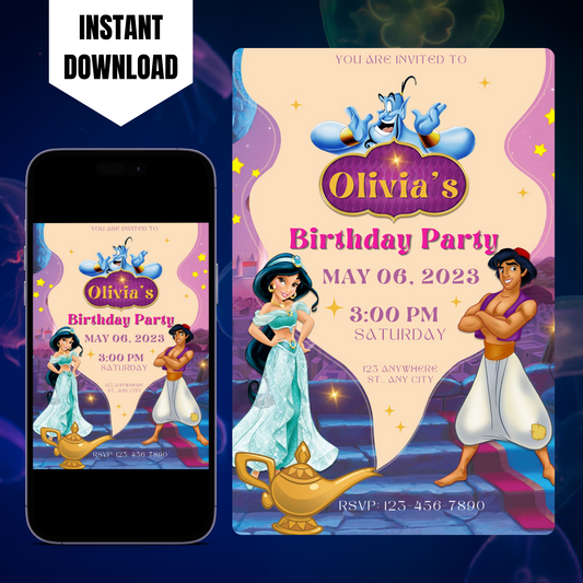 Aladdin Birthday Invitation Template