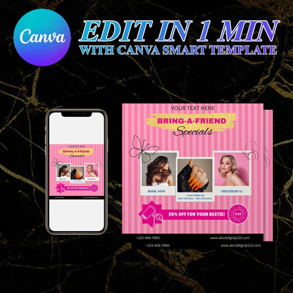 Bring A Bestie Flyer Social Media Template | Bring A Friend Flyer CreativeRino