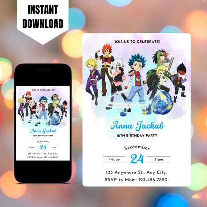 Beyblade Birthday Invitation Template CreativeRino