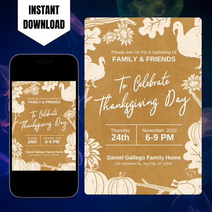 Thanksgiving Dinner Invitation Template | Gobble Thanksgiving Invite CreativeRino