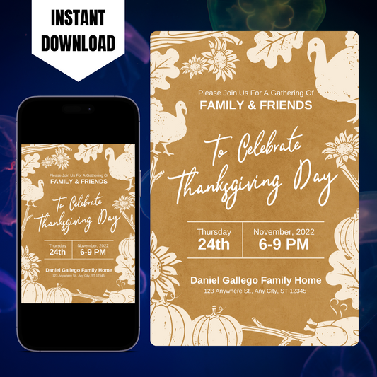 Thanksgiving Dinner Invitation Template | Gobble Thanksgiving Invite