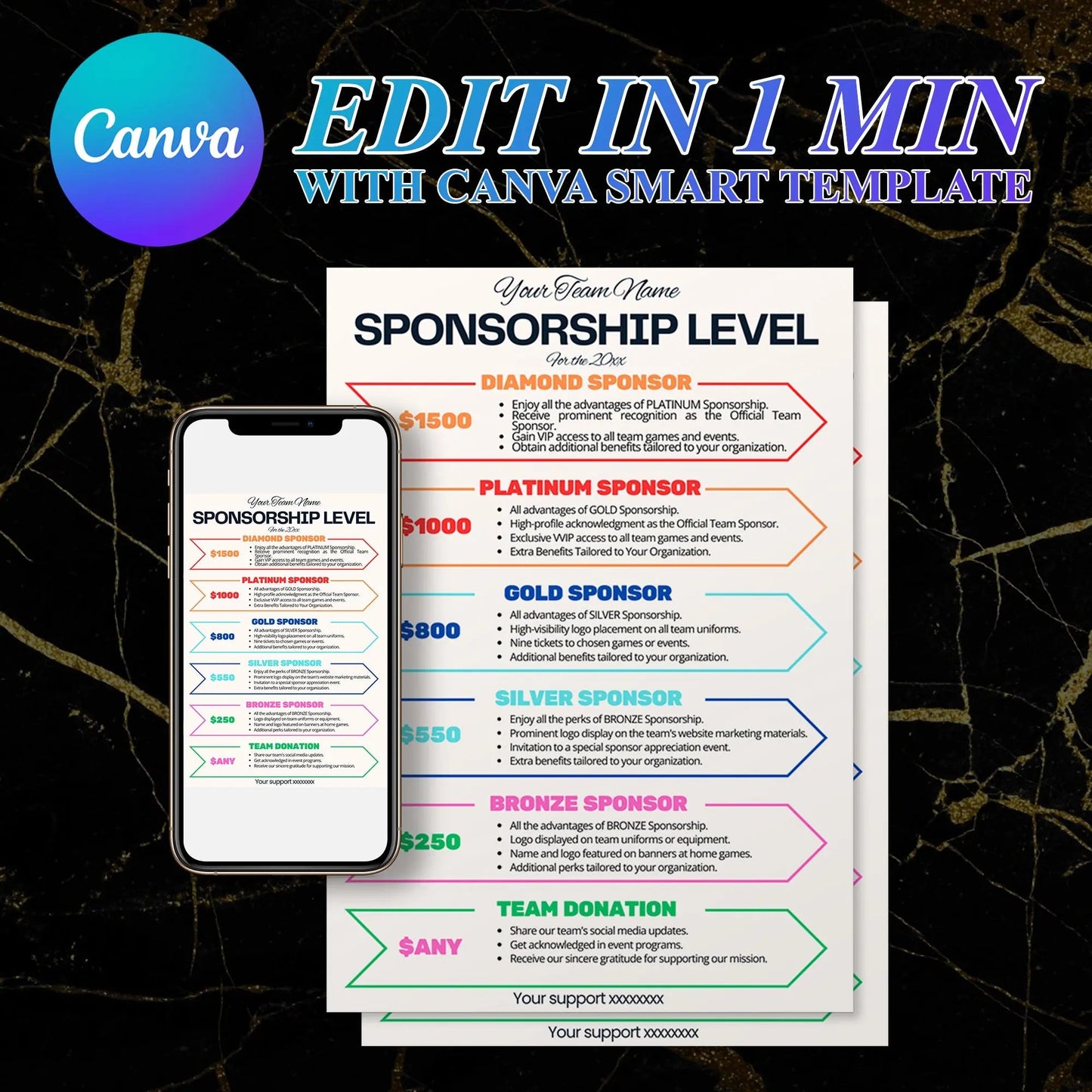 Sponsorship Level Flyer | Club Sponsorship Level Template CreativeRino