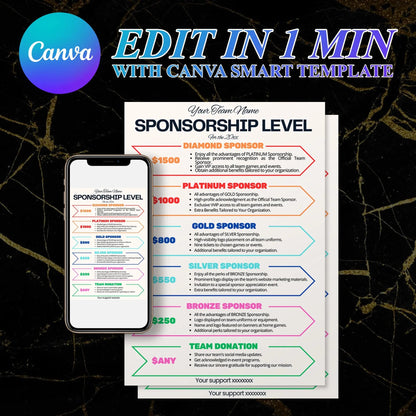 Sponsorship Level Flyer | Club Sponsorship Level Template CreativeRino