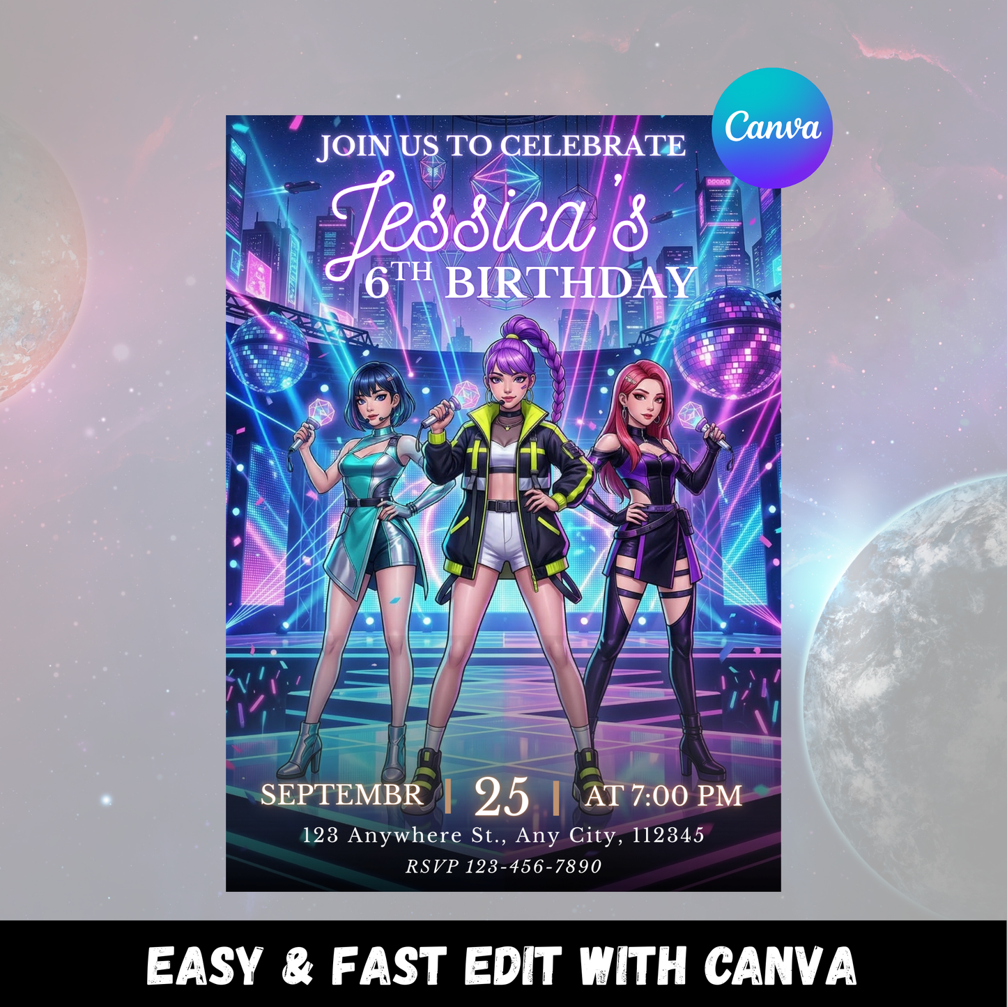Kpop Demon Hunters Printable Invitation – Birthday Party Download CreativeRino