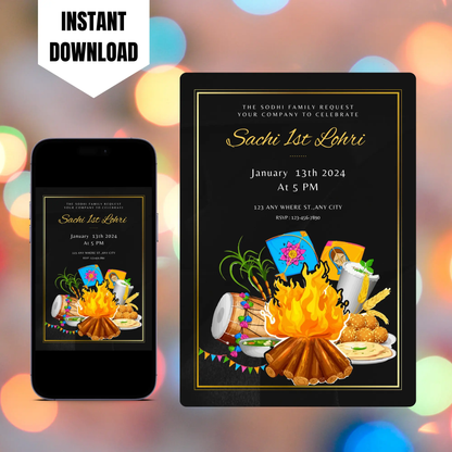 Lohri Invitation Template | Lohri Party Invite CreativeRino