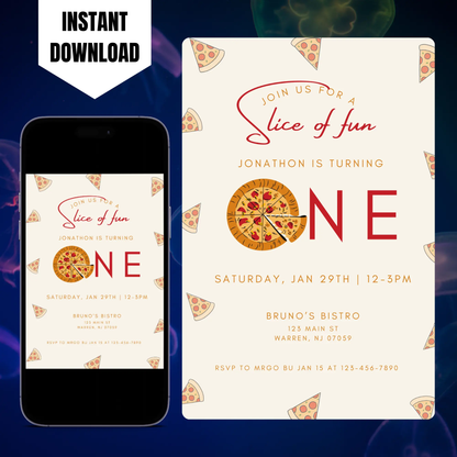 Pizza Slice of Fun Birthday Invitation Template CreativeRino
