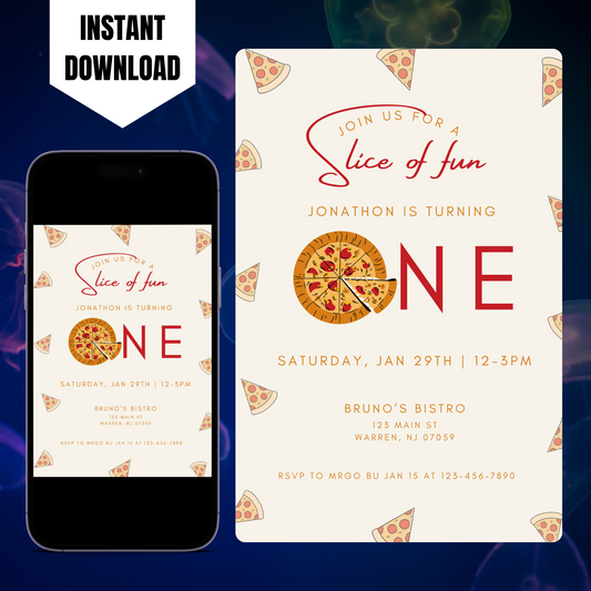 Pizza Slice of Fun Birthday Invitation Template