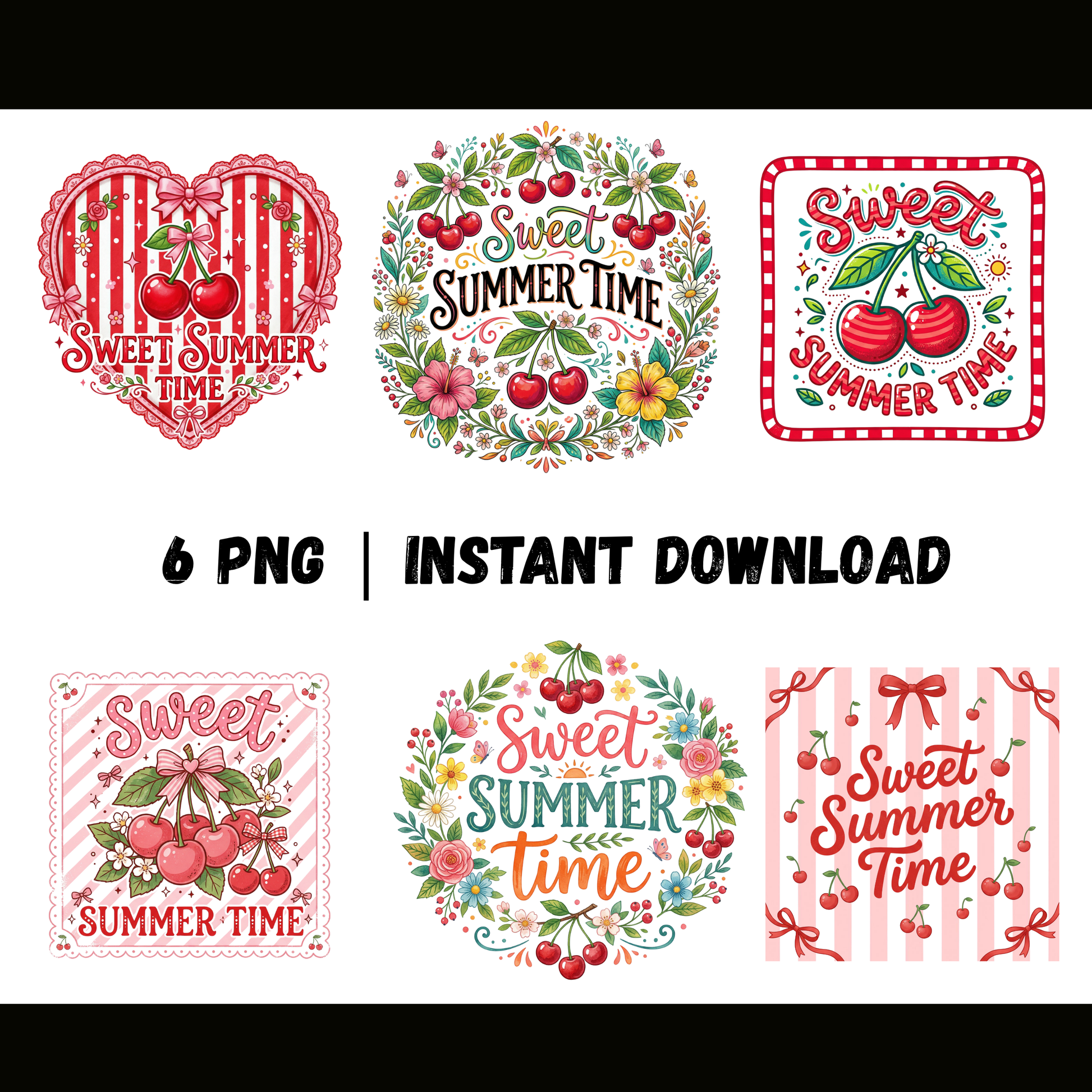 Sweet Summer Time PNG | Cherry Summer Design | Cute Retro Sublimation Graphic CreativeRino