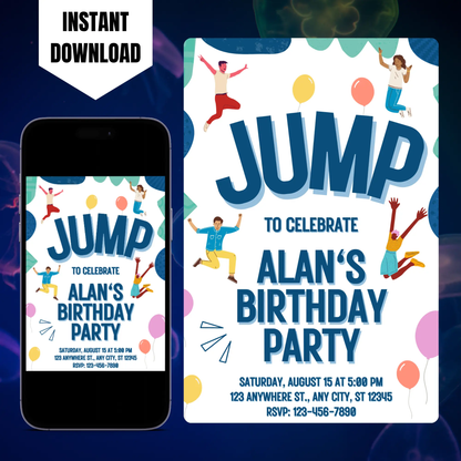 Jump Birthday Invitation Template CreativeRino