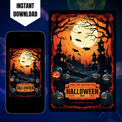 Pumpkin Horror Halloween Party Invitation Template CreativeRino