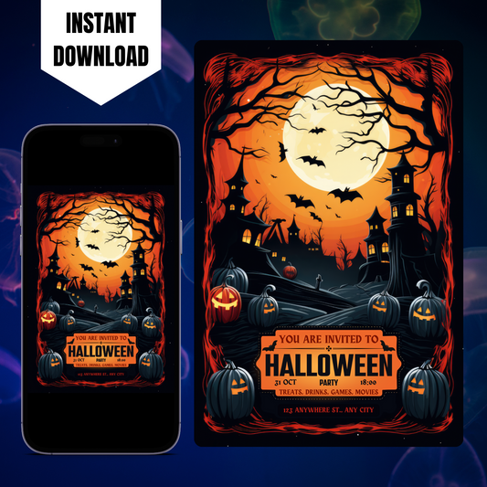 Pumpkin Horror Halloween Party Invitation Template