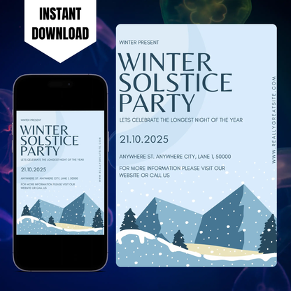Winter Solstice Party Invitation Template CreativeRino