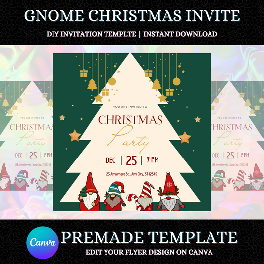 Gnome Christmas Party Invitation Template