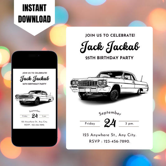 Lowrider Cholo Birthday Invitation Template