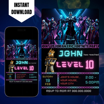Fortnite Birthday Invitation Template CreativeRino