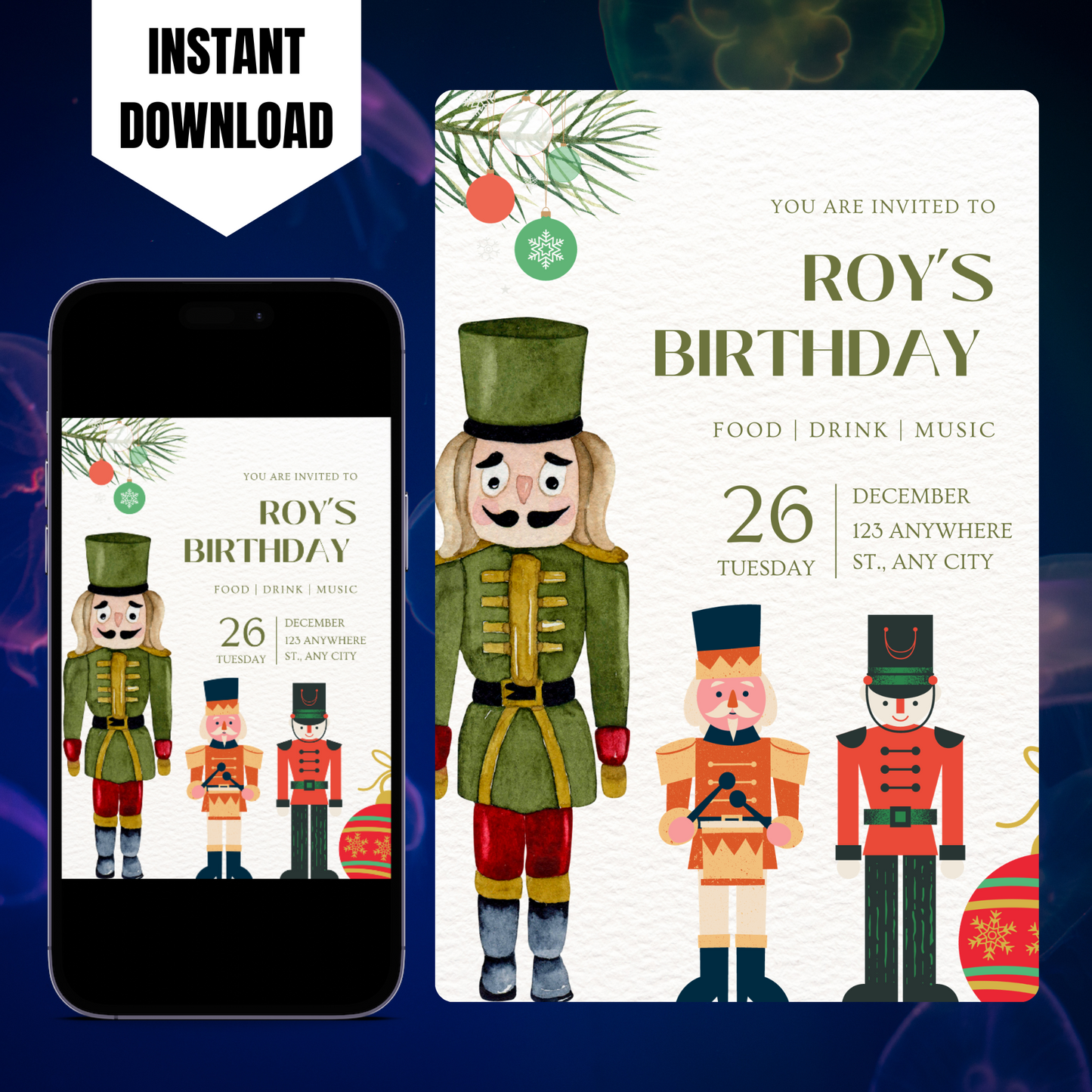 Nutcracker Birthday Invitation Template