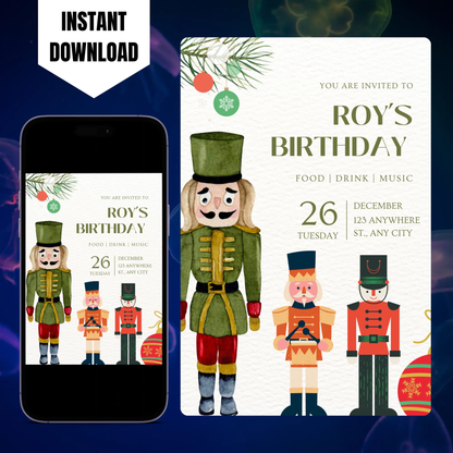 Nutcracker Birthday Invitation Template CreativeRino