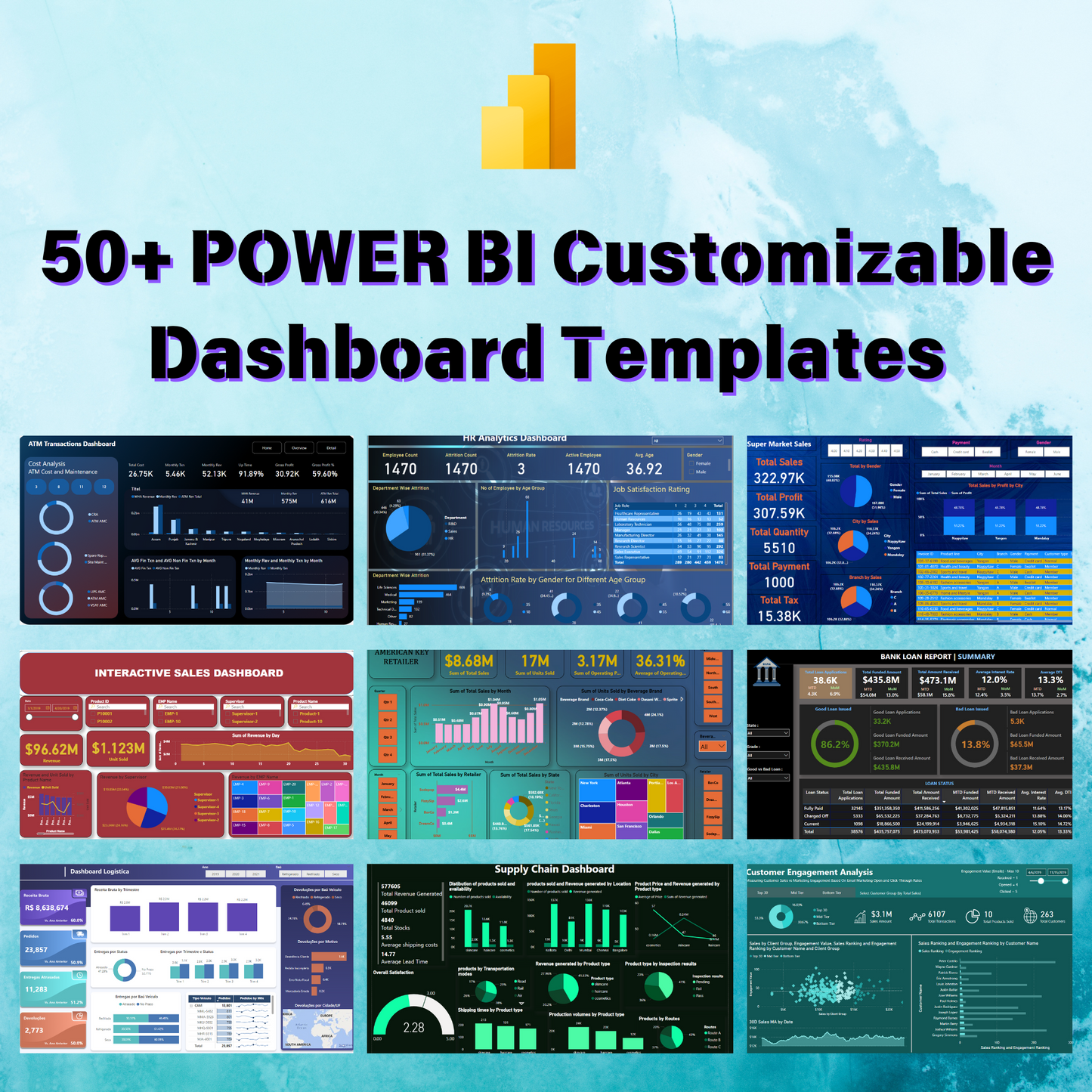 50+ Power BI Dashboard Template Bundle