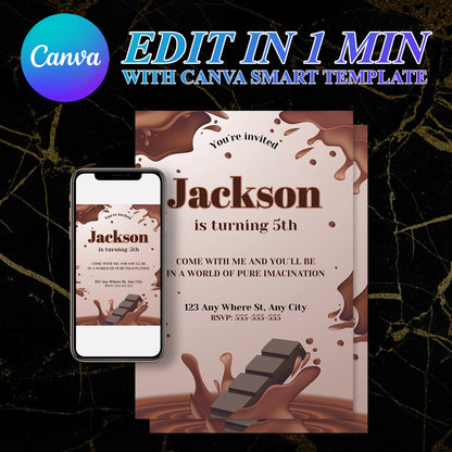 Chocolate Factory Birthday Invitation Template - CreativeRino