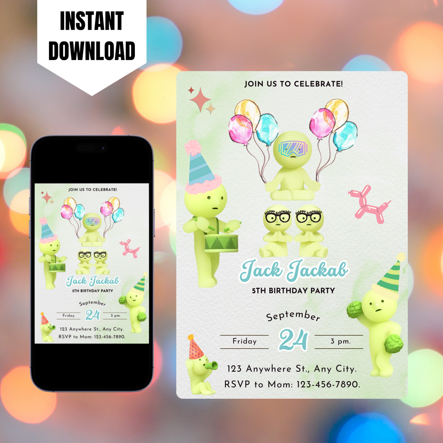 Smiski Birthday Invitation Template