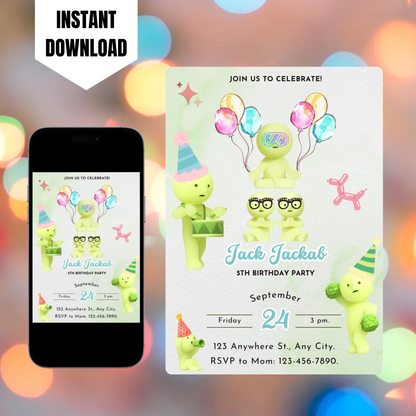 Smiski Birthday Invitation Template CreativeRino