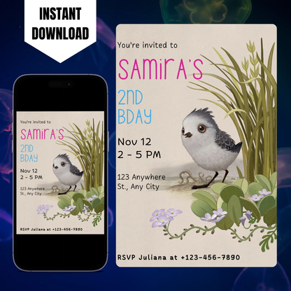 Bird Birthday Invitation Template CreativeRino