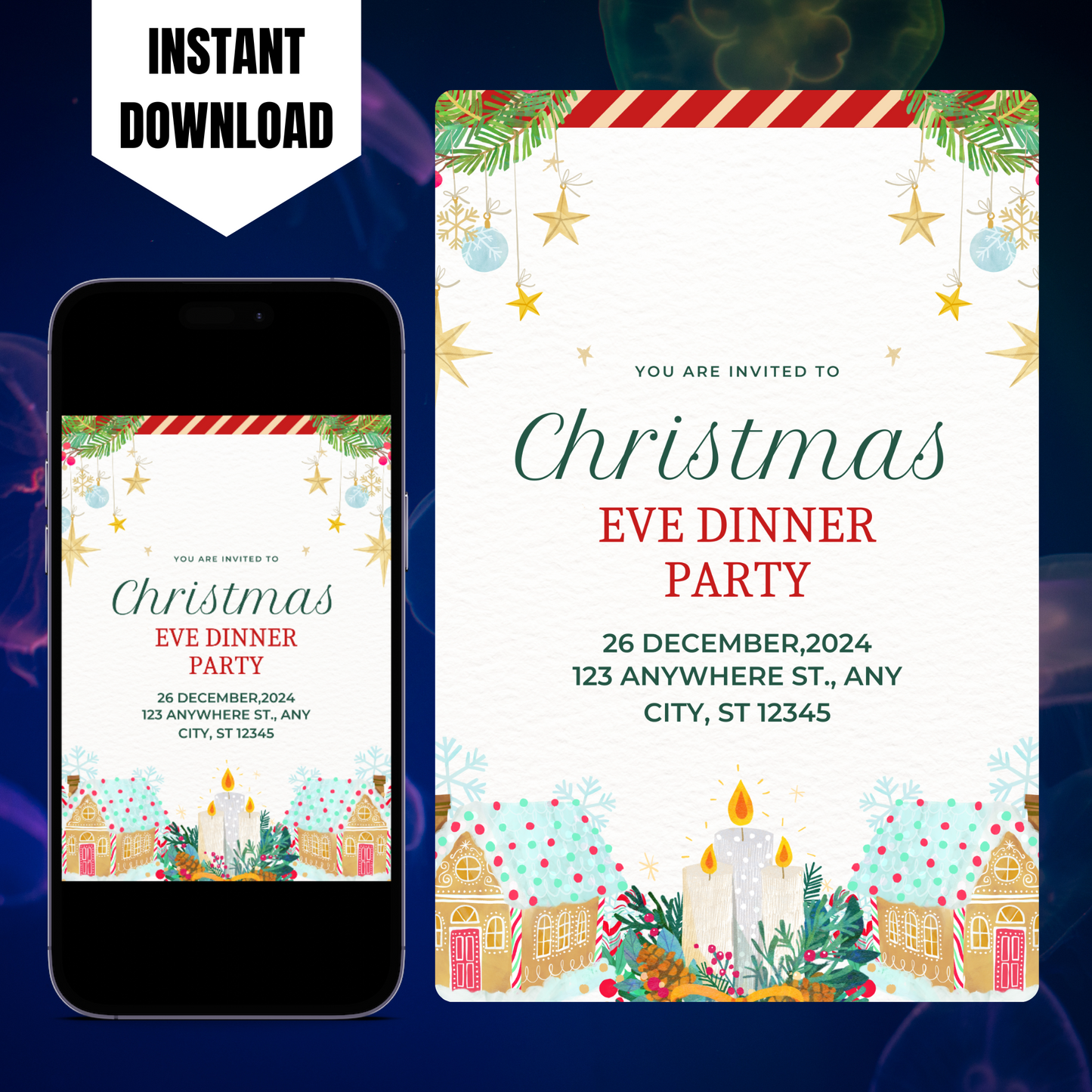 Christmas Eve Dinner Party Invite Template