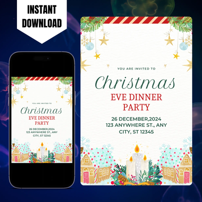 Christmas Eve Dinner Party Invite Template CreativeRino
