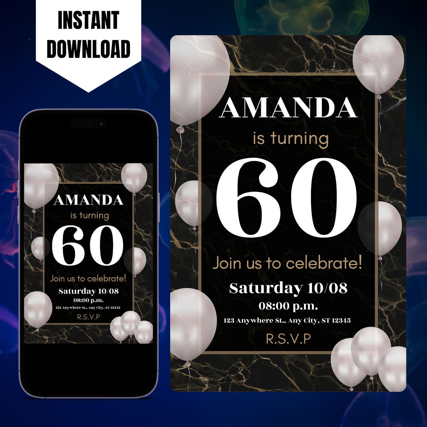 60th Birthday Invitation Template