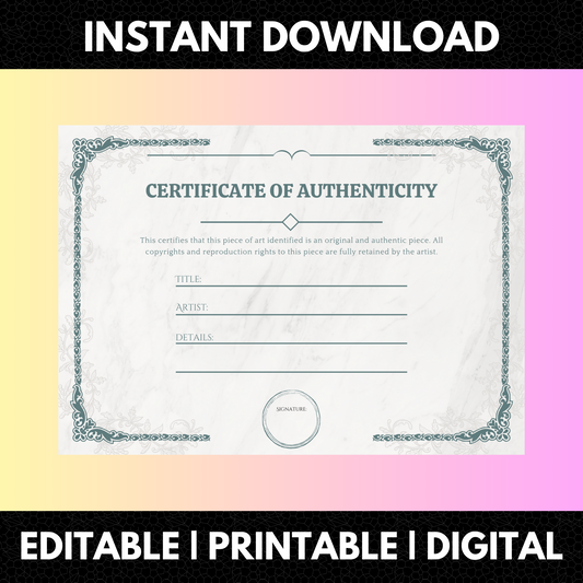 Certificate of Authenticity Template | Authenticity Certificate