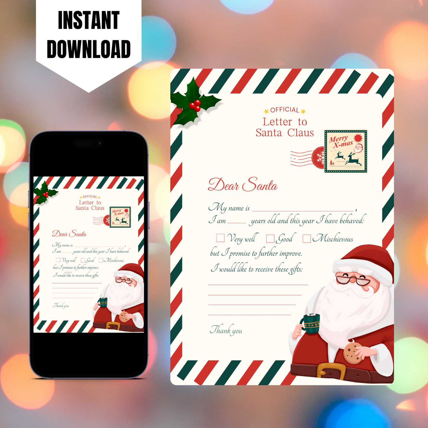 Letter to Santa Claus Christmas Template