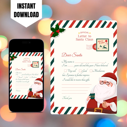 Letter to Santa Claus Christmas Template CreativeRino