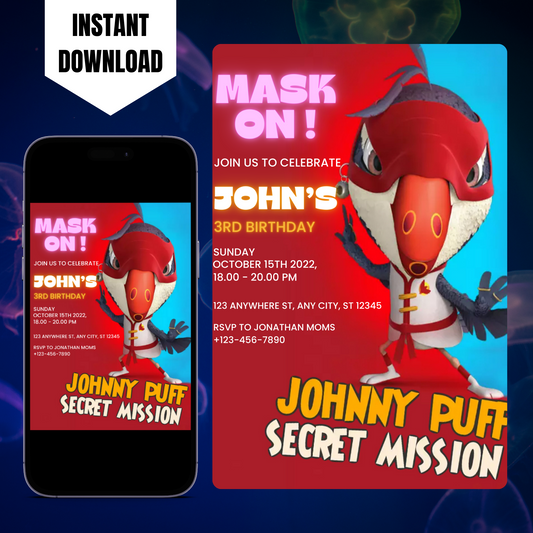 Johnny Puff Birthday Invitation Template