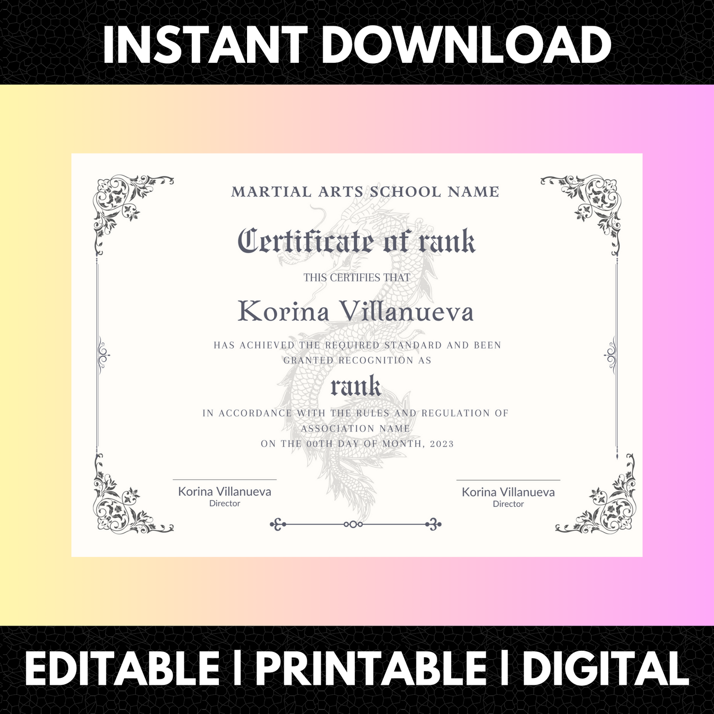 Certificate of Rank Template | Rank Certificate