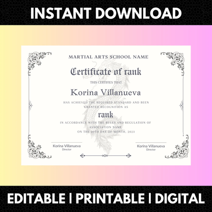 Certificate of Rank Template | Rank Certificate CreativeRino