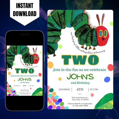 Very Hungry Caterpillar Birthday Invitation Template CreativeRino