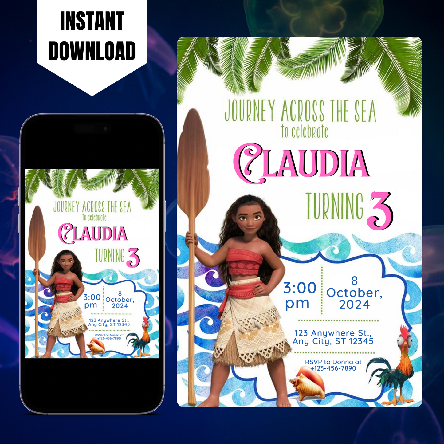 Moana Birthday Invitation Template