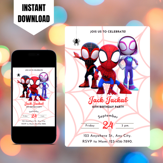 Spidey and his Amazing Friends Birthday Invitation Template