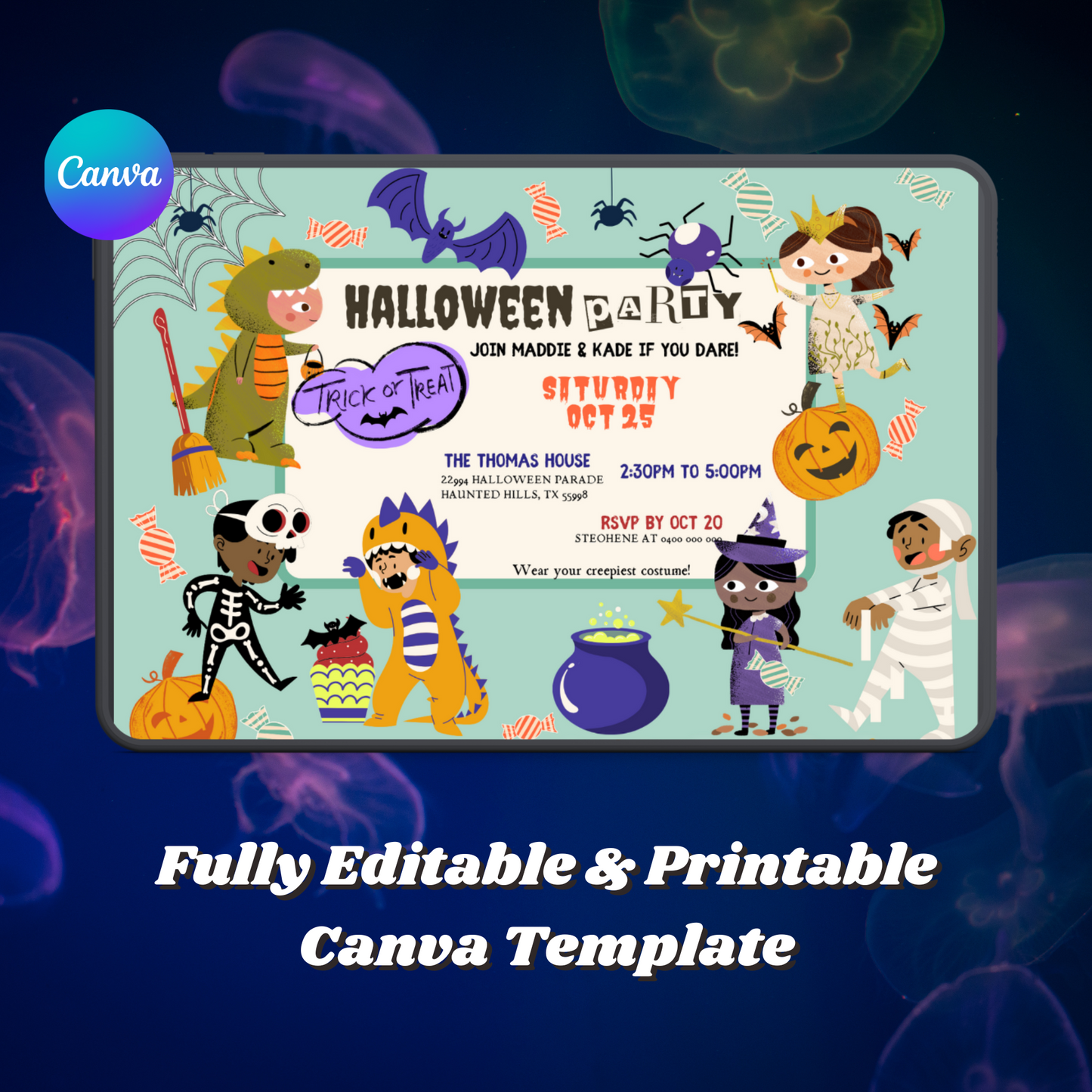 Spooky Costume Halloween Party Invitation Template