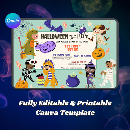 Spooky Costume Halloween Party Invitation Template CreativeRino