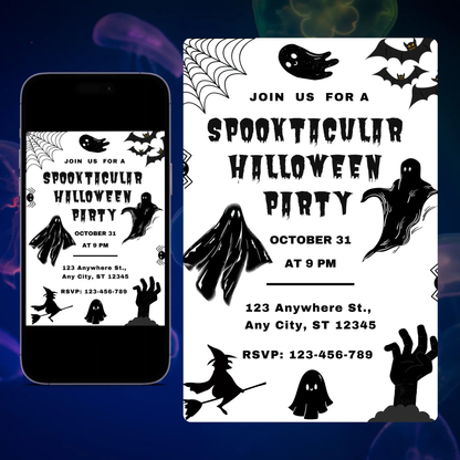Ghost Spooktacular Halloween Party Invitation Template CreativeRino
